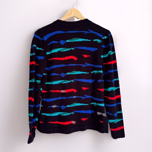 Vtg Anne Crimmins Umi Collections Cardigan Sz Small Floral 80s Retro Art To Wear - Picture 8 of 9